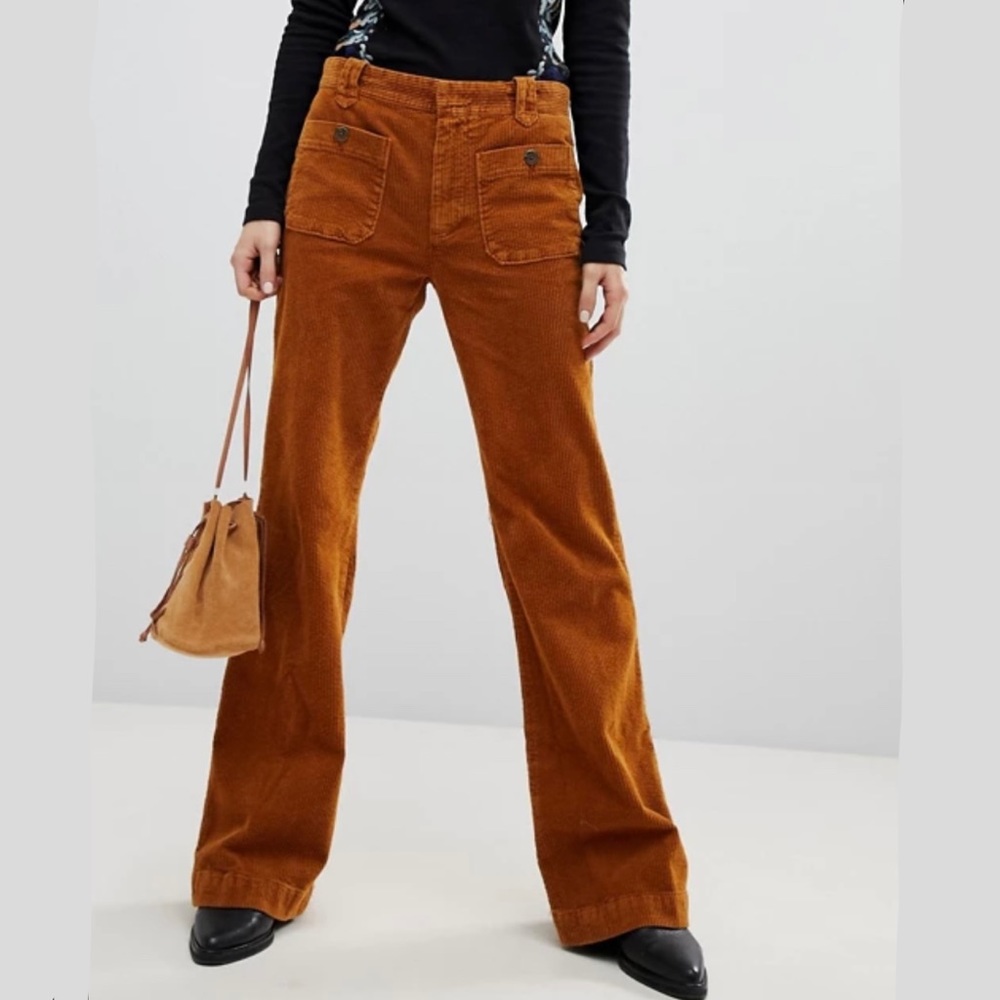 FREE PEOPLE Corduroy Flared Hip-Hugging Pants 4